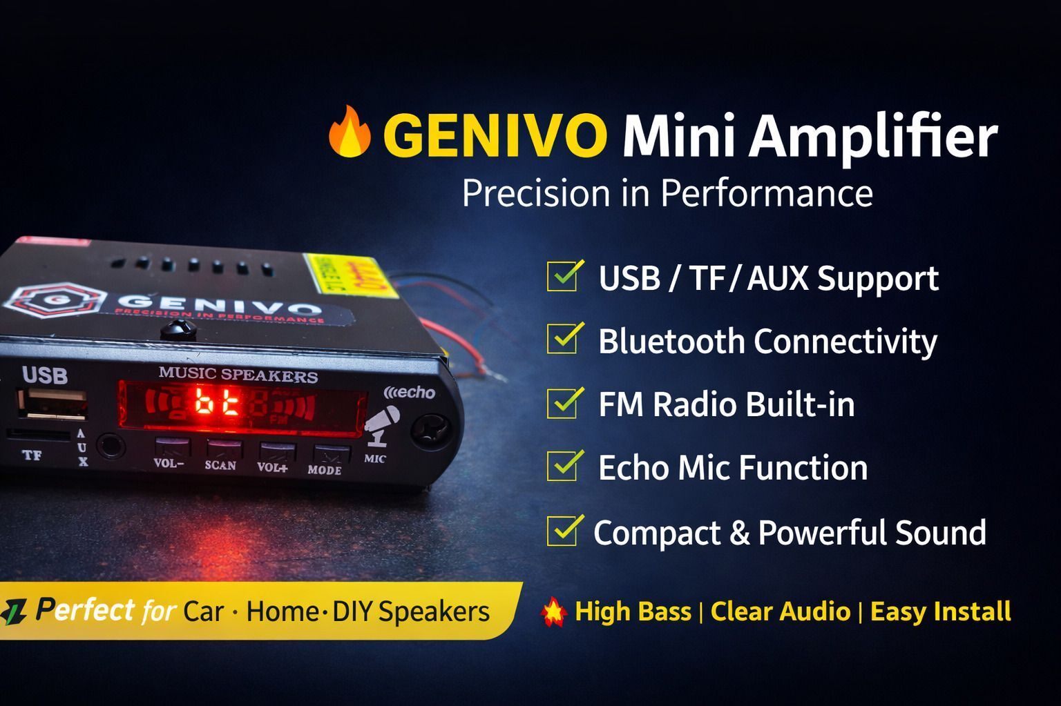 Mini amplifier for All ,bluetooth/AUX/USB 12 W AV Power Receiver-image-39