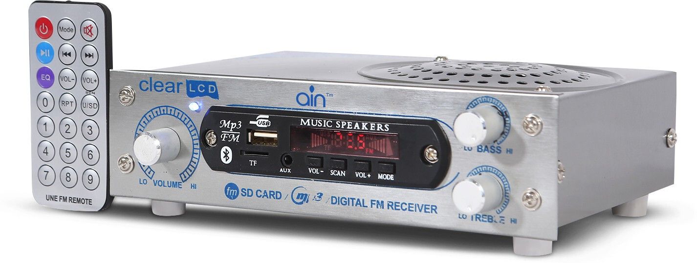 Radio AC/DC FM Speaker with Bluetooth, USB, SD Card, Aux FM Radio (Silver) 80 W AV Power Receiver-image-41