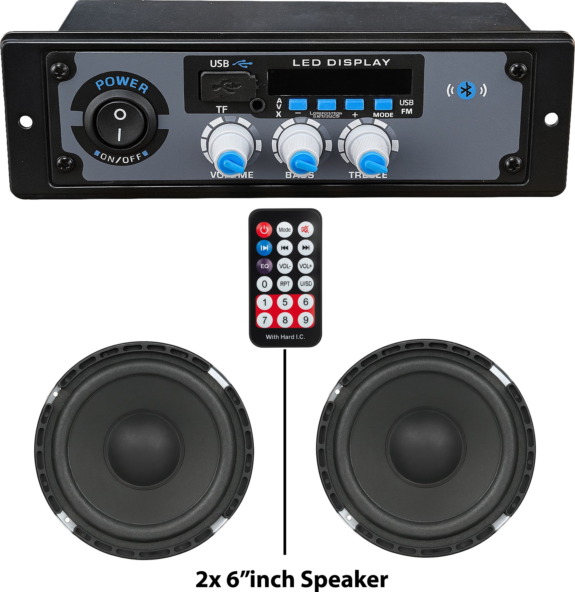 Stereo Amplifier Bluetooth/FM, 4440 IC Based include 2pcs 6-inch Speaker 50 W AV Power Amplifier-image-29