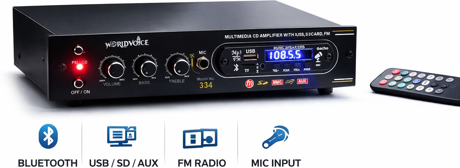 Prime Series BT Multimedia Amplifier BT/USB/FM/MP3/SD-MMC/AUX/MIC 4440 Double IC 160 W AV Power Amplifier-image-1