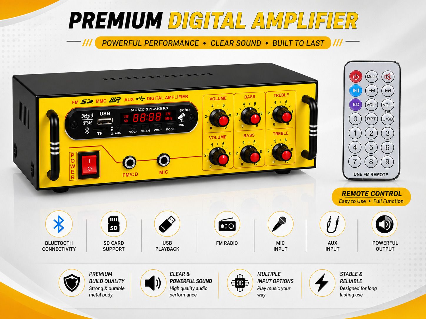 wrx Bluetooth 5000 WAmplifier box speaker DJ Sound Machine USB,AUX FM MIC/AUX Input 120 W AV Power Amplifier-picture-15