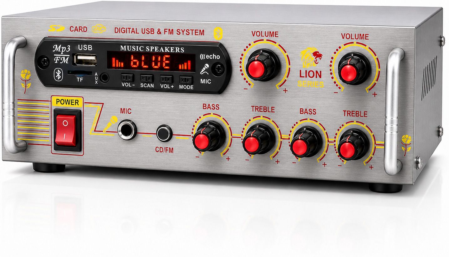 Amplifier DJ Speaker Machine 5000 W Bluetooth USB/SD Card MIC/AUX Input radio 120 W AV Power Amplifier-image-24