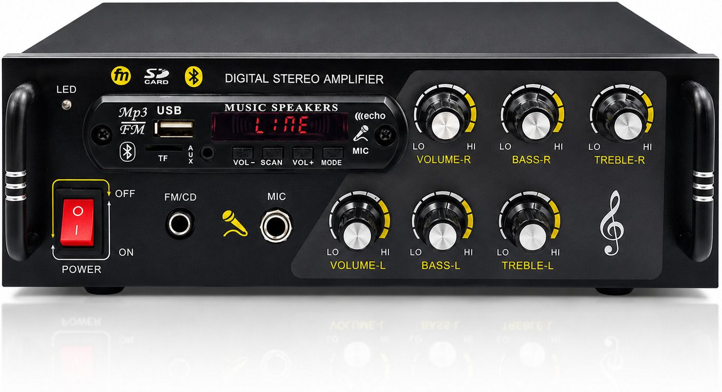 Bluetooth 4440 Double IC 5000 W Amplifier DJMachine Sound USB/SDCard,FM 120 W AV Power Amplifier-image-41