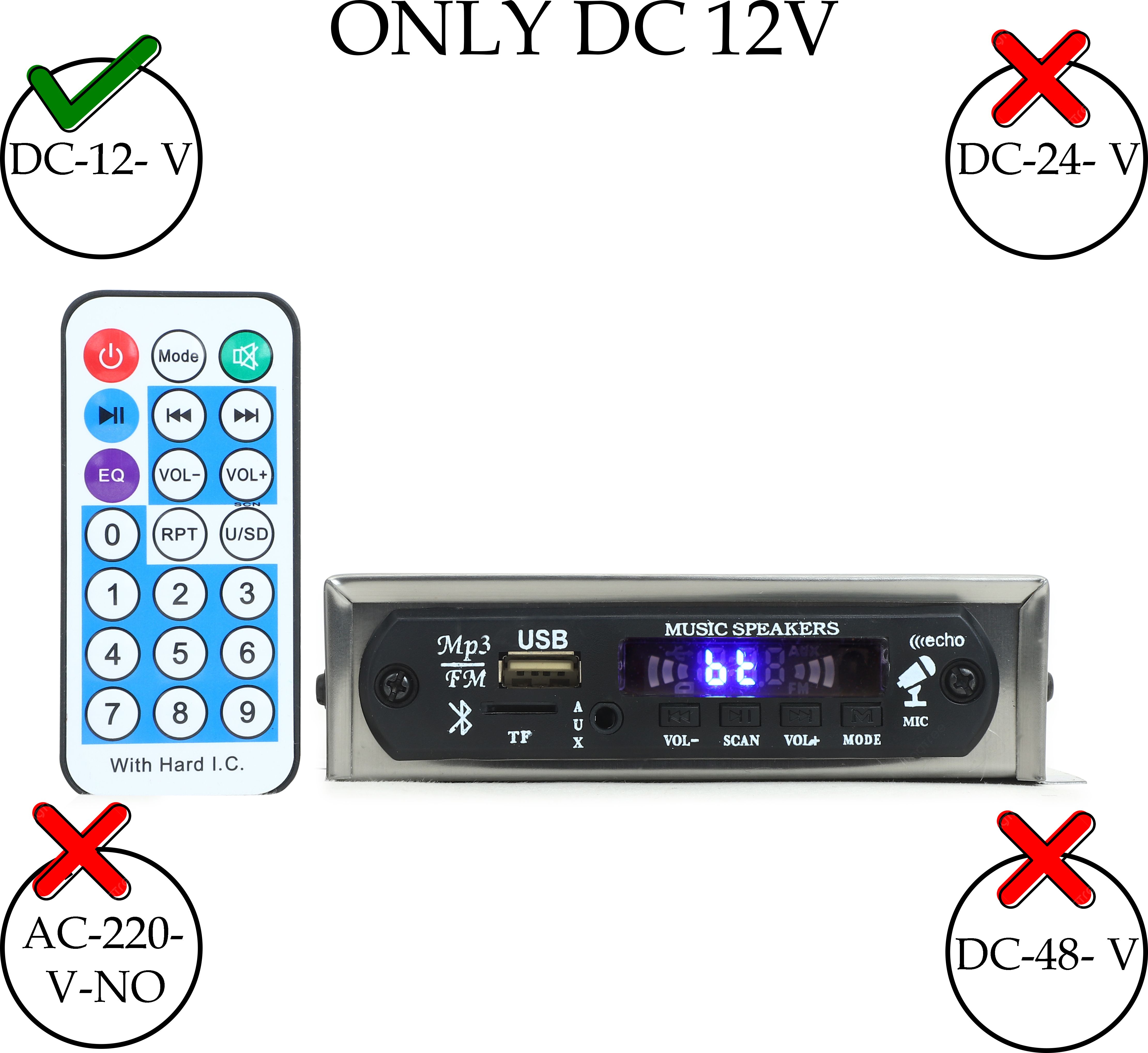 Bluetooth USB Amplifie Connect with 12 Volt Battery 20 W AV Control Amplifier-image-0