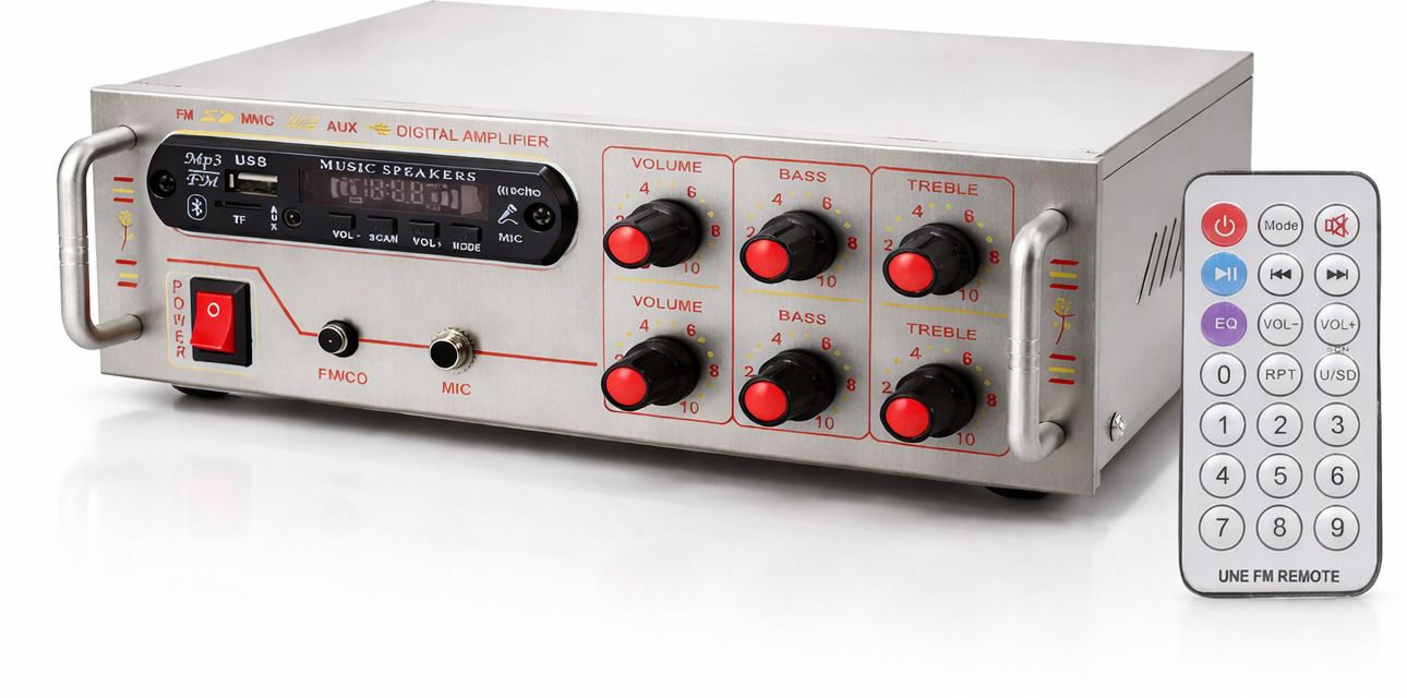 Amplifier Bluetooth,FM Radio,DJ speaker machine,AUX/MIC Input/USB/SD Card,Remote 120 W AV Power Amplifier-image-43