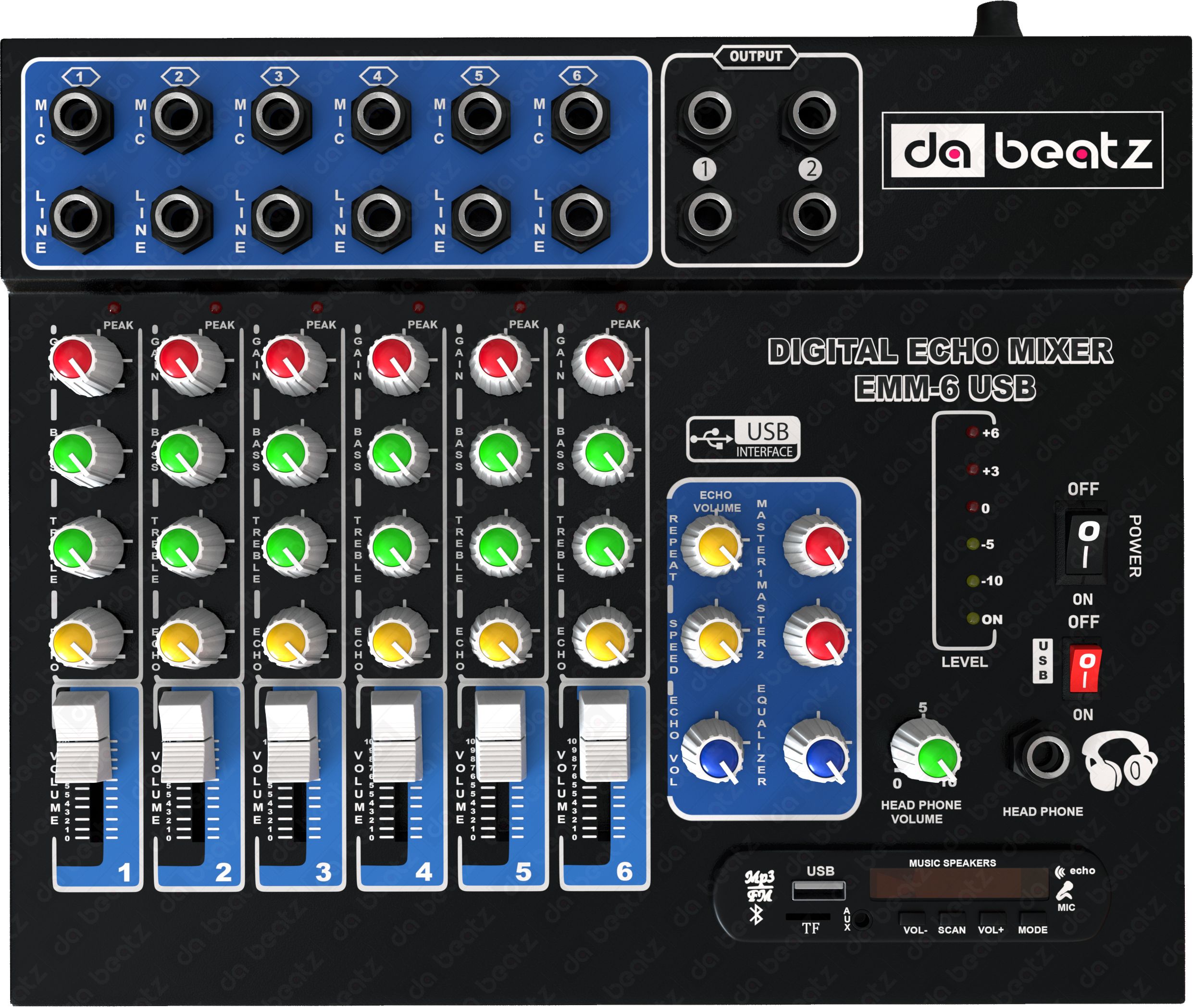 Professional 6-Channel mixer EMM-6 Digital Sound Mixer & Audio Interface USB,BT 220 W AV Control Receiver-image-40