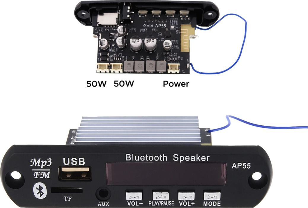 Gold-AP55 BT Channel Stereo output 2*50 watts rms and input power 120 W AV Control Amplifier-image-33