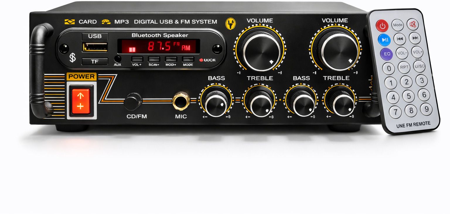 DJ Stereo 5000 W Amplifier Bluetooth USB/SD Card MIC/AUX Input FM radio Remote 120 W AV Power Amplifier-image-43