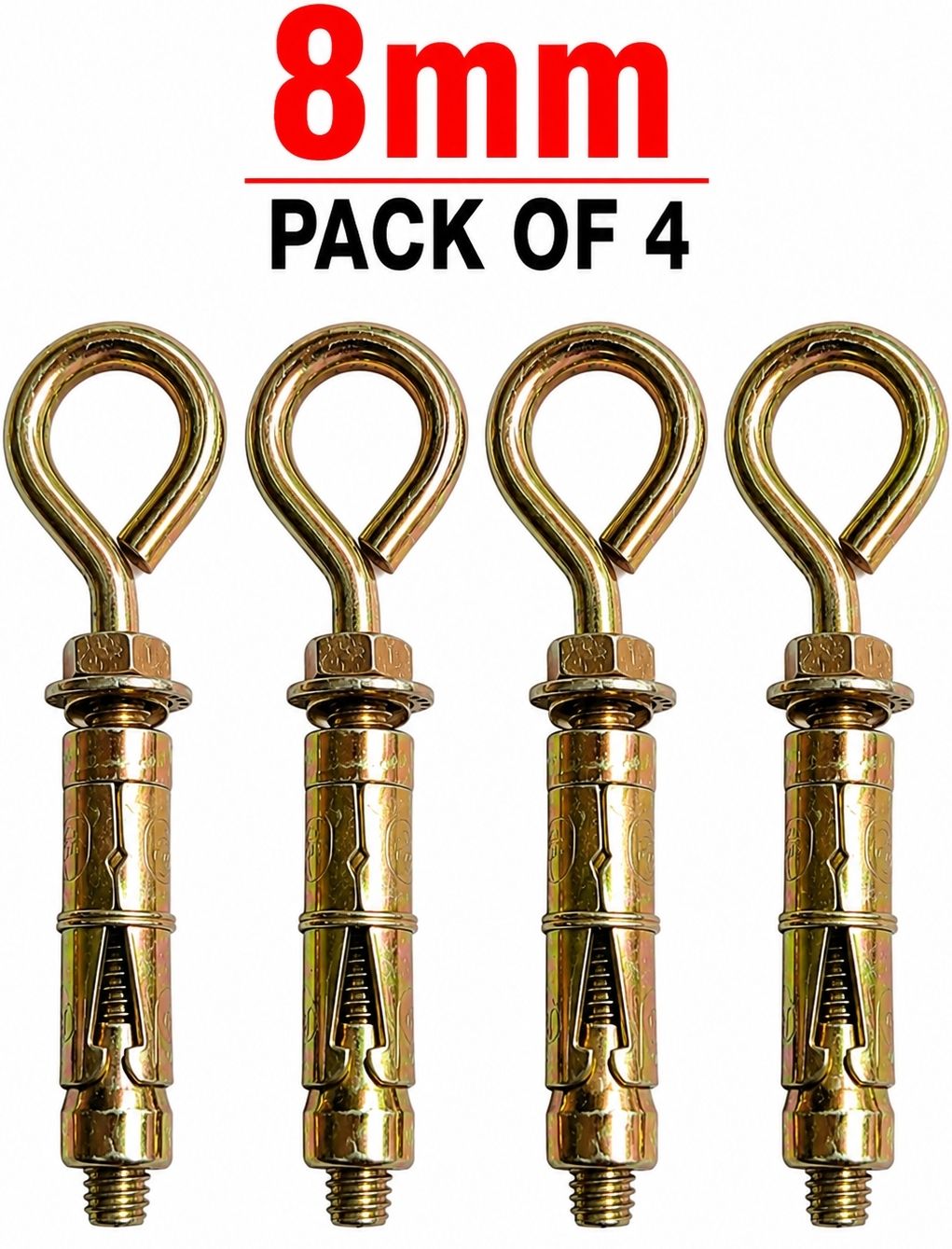 8mm Expansion Eye Hook Anchor Bolt Pack of 4 Hex Nut Sleeve Anchor-image-4