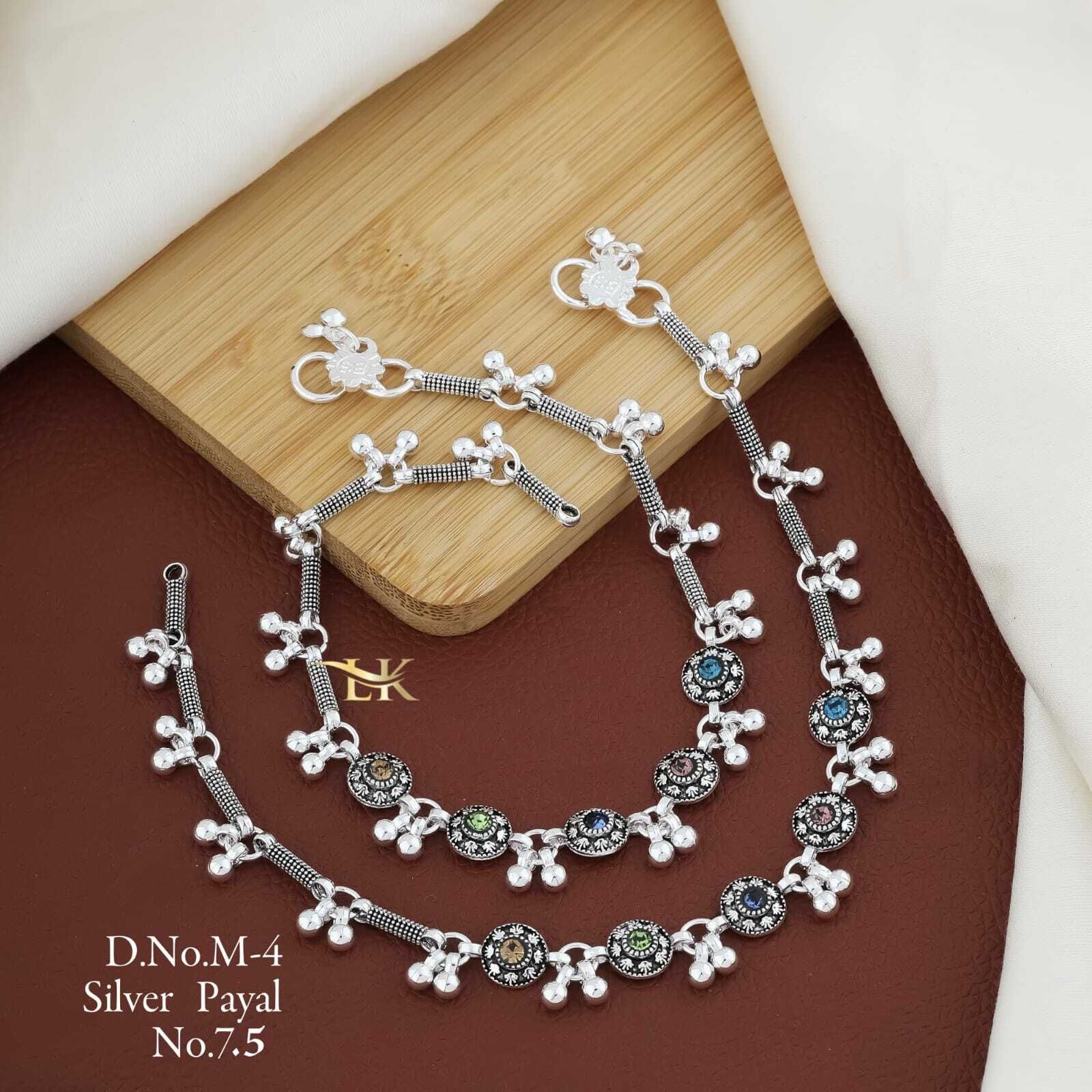 hevenq 11-Inch Trendy Designer Chandi Payal for gift to Women & Girls Alloy, Silver Anklet-picture-6