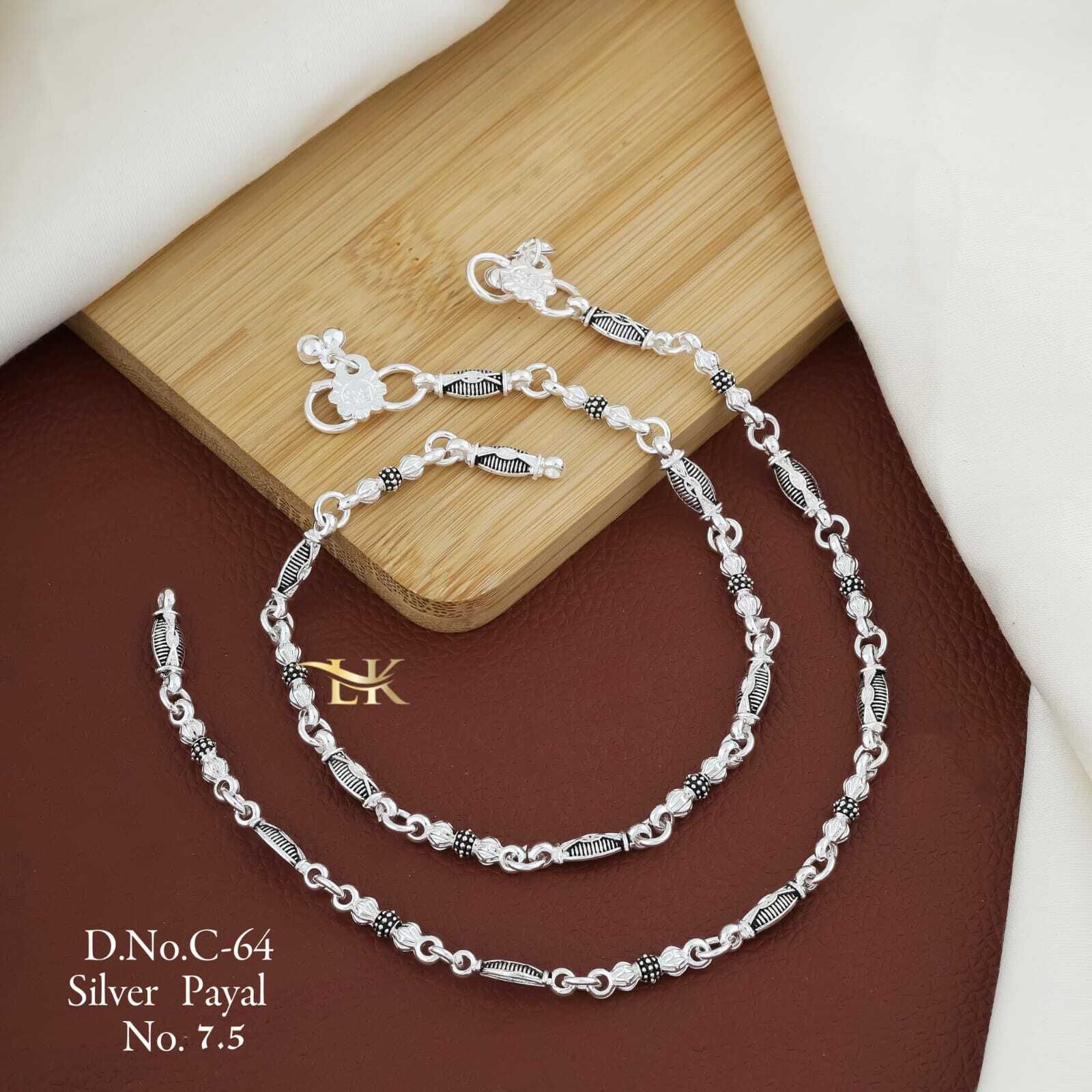 jmsquer 11-Inch Trendy Designer Chandi Payal for gift to Women & Girls Alloy, Silver Anklet-picture-23
