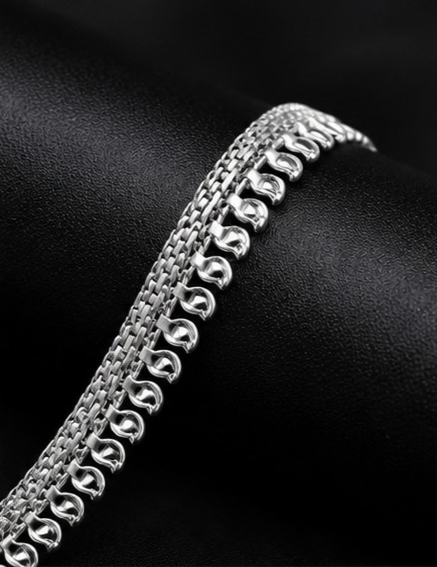 laddu vasu creation Silver-Plated CZ Charm Anklet for Women & Girls Sterling Silver Anklet-picture-36