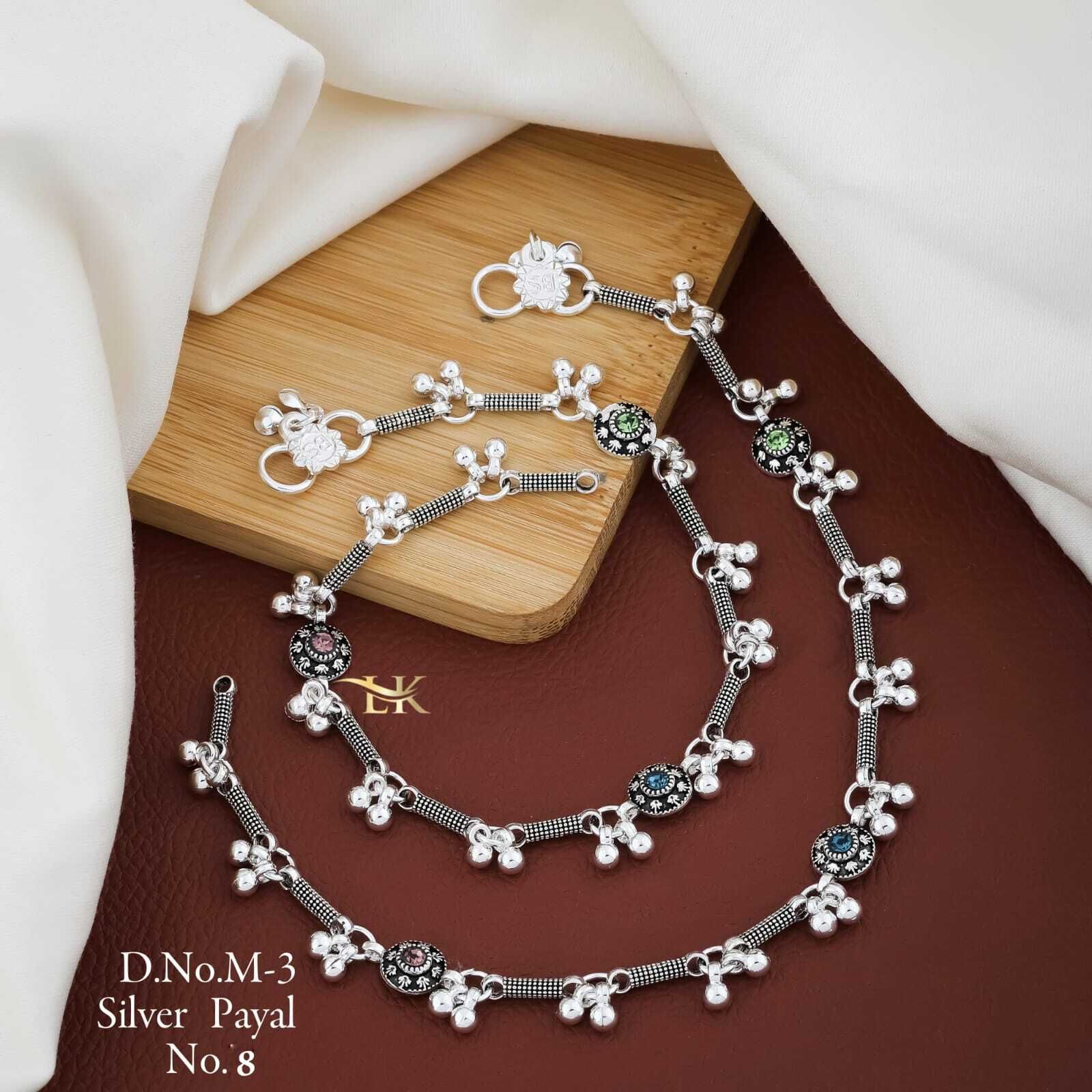 hevenq 11-Inch Trendy Designer Chandi Payal for gift to Women & Girls Alloy, Silver Anklet-picture-11