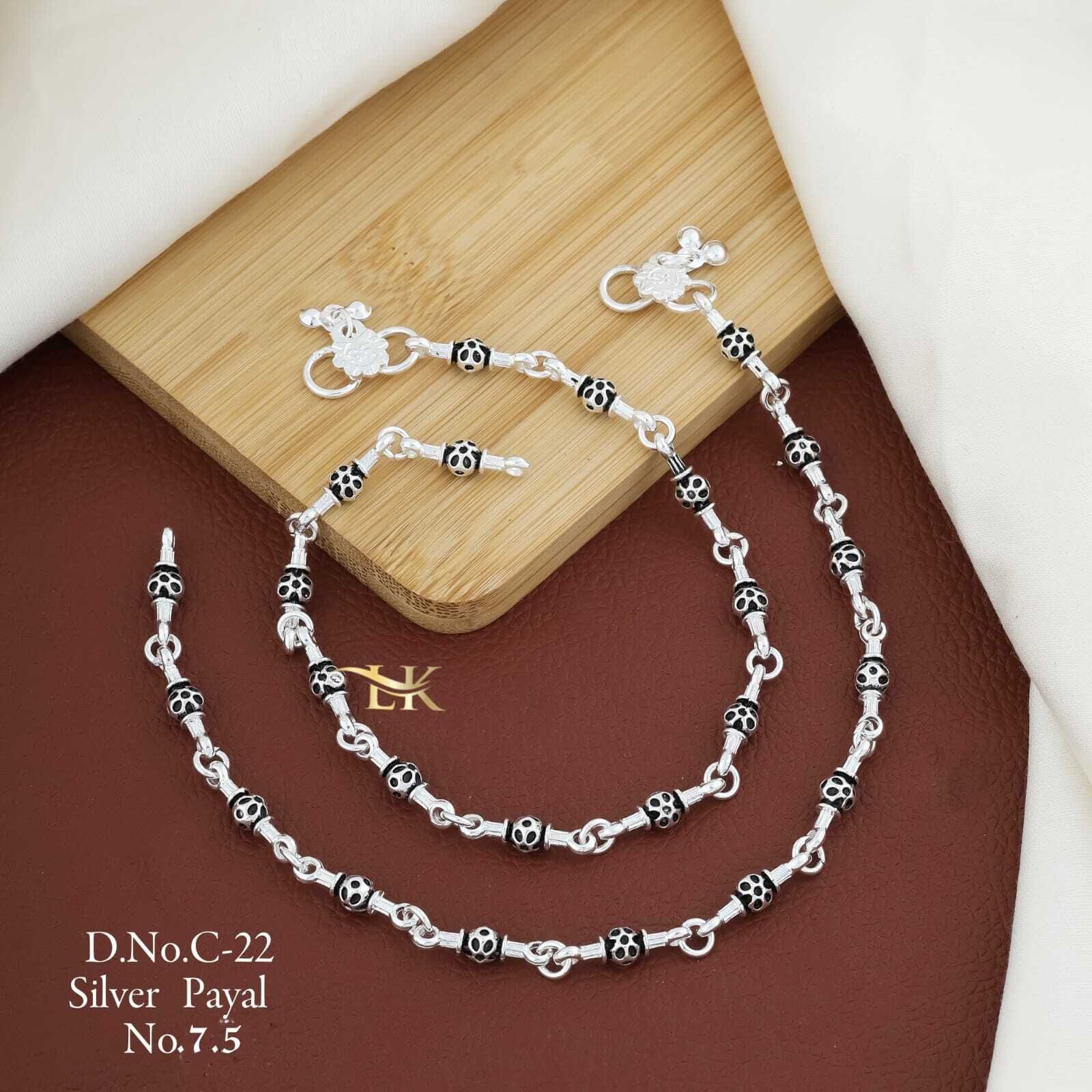 11-Inch Trendy Designer Chandi Payal for gift to Women & Girls Alloy, Silver Anklet-image-25