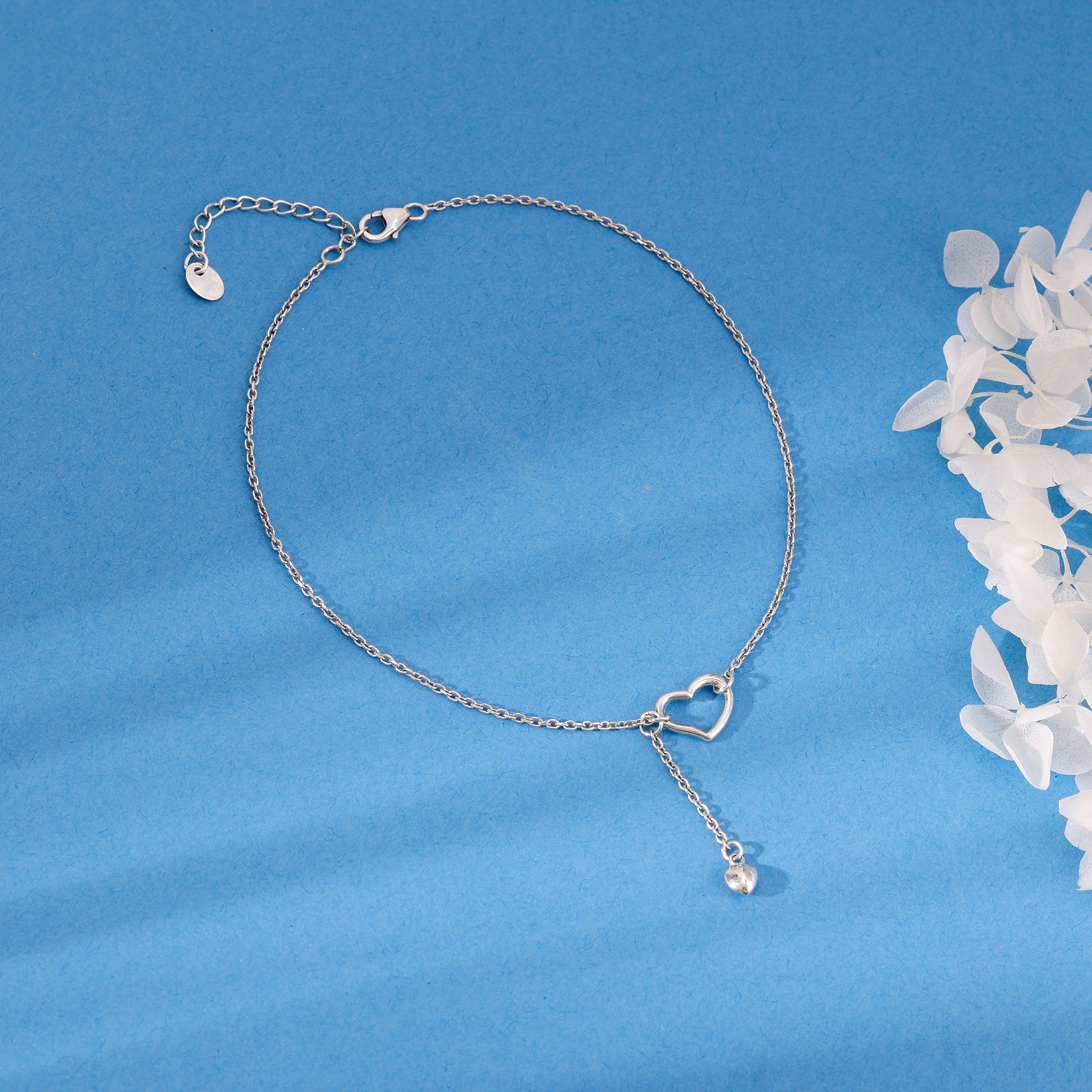 Sterling Silver Heart melting Anklet(Single) Adjustable Anklet Sterling Silver Toe Anklet-image-17