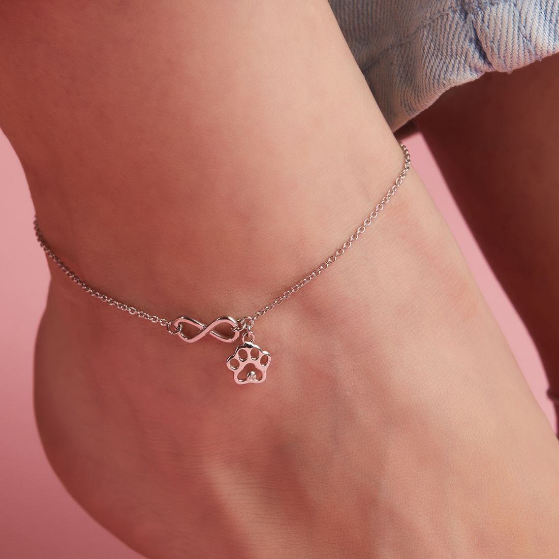 zavya Infinity & Paw 925 Silver Anklet Single | With Certificate of Authenticity Sterling Silver Anklet-picture-5