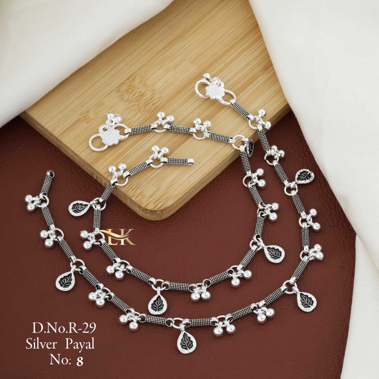 11-Inch Trendy Designer Chandi Payal for gift to Women & Girls Alloy, Silver Anklet-image-24