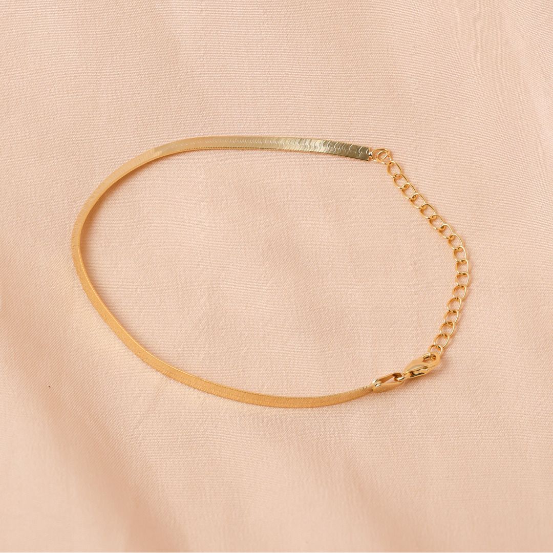 Herringbone Bracelet Sterling Silver Anklet-image-10