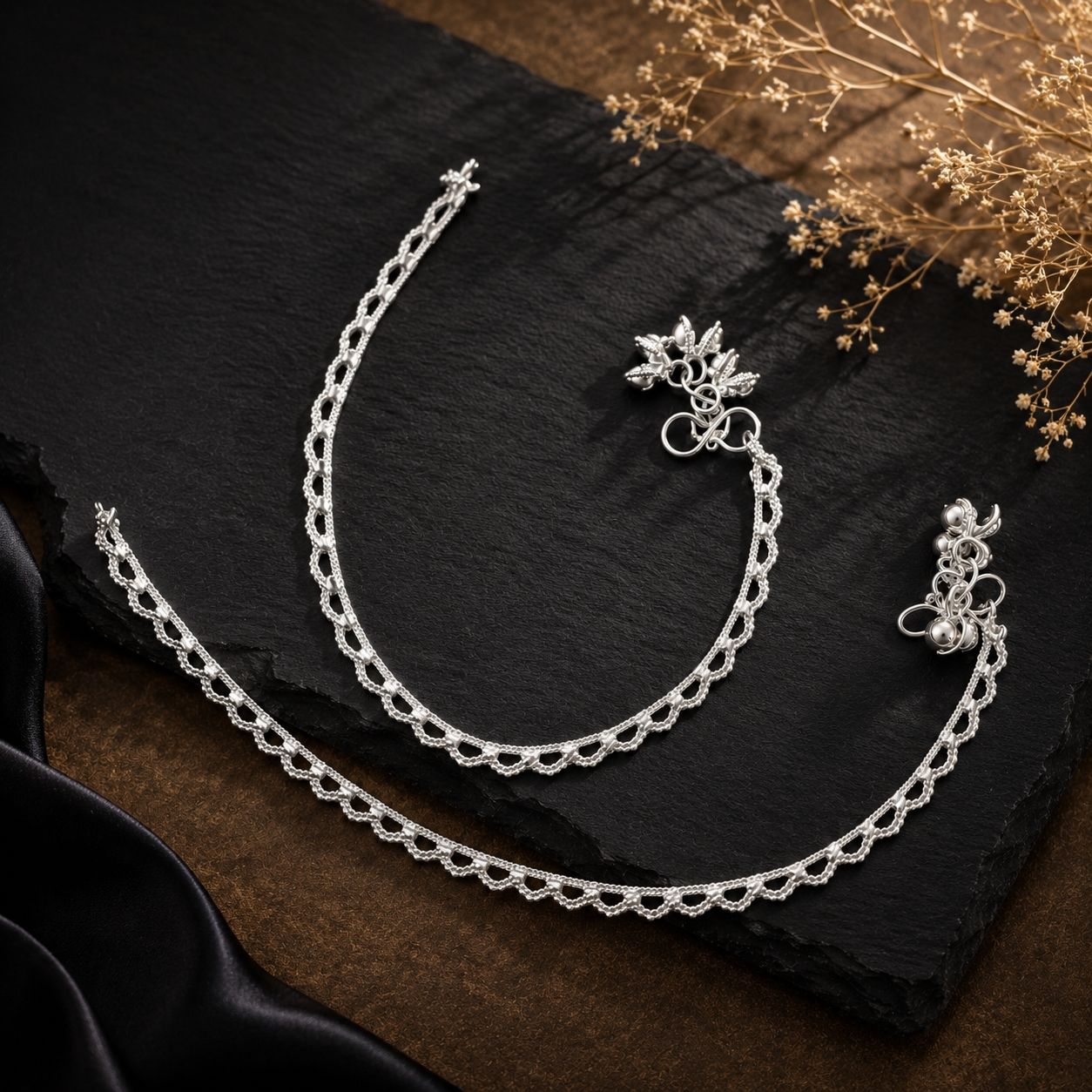 yuvaan crystal anklet for girls stylish latest fancy 7 Sterling Silver Anklet-picture-43