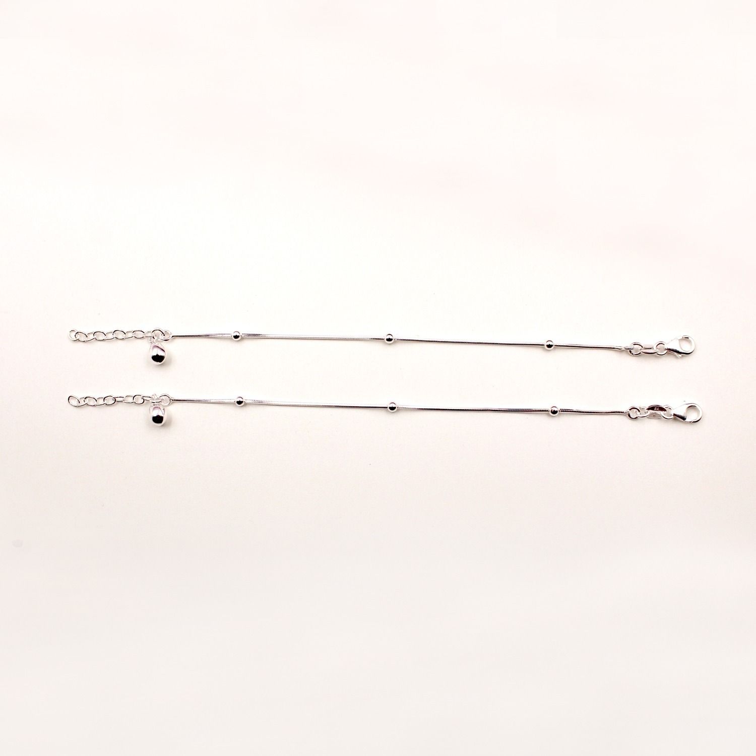 Sterling Silver Minimal Beaded Chain Anklet for Girls Sterling Silver Anklet-image-37
