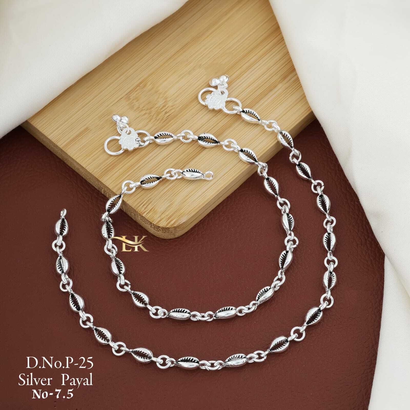 hevenq 11-Inch Trendy Designer Chandi Payal for gift to Women & Girls Alloy, Silver Anklet-picture-4