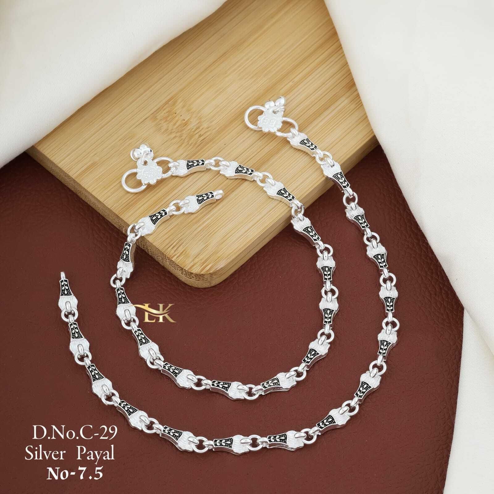 hevenq 11-Inch Trendy Designer Chandi Payal for gift to Women & Girls Alloy, Silver Anklet-picture-5
