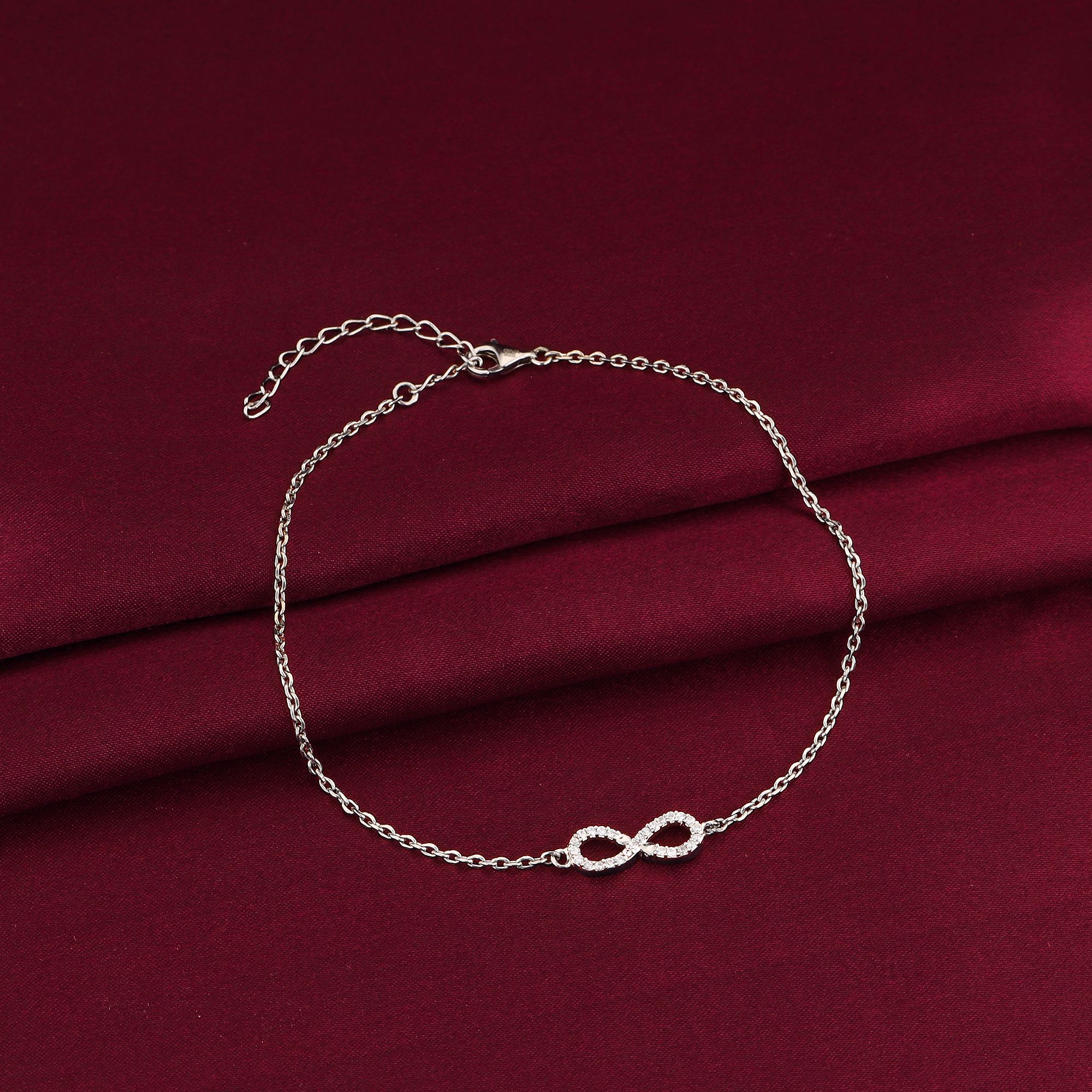 925 Silver Infinity Zircon Anklet for Women Sterling Silver Toe Anklet-image-3