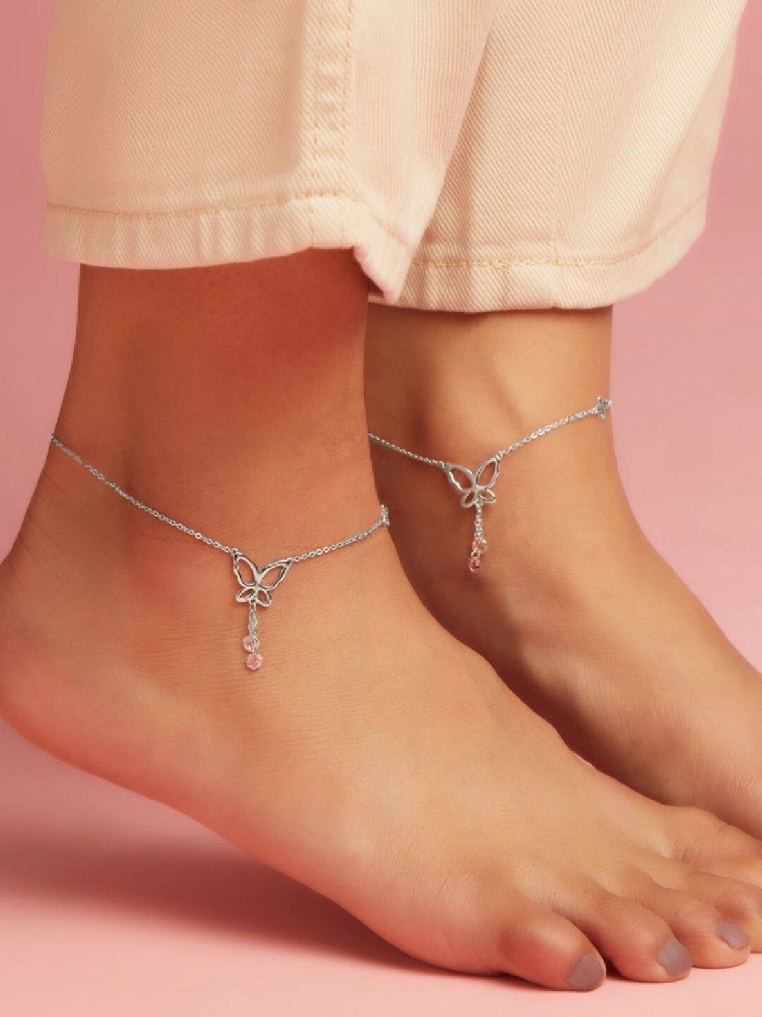 Butterfly 925 Sterling Silver Charm Anklet | With Certificate of Authenticity Sterling Silver Anklet-image-36