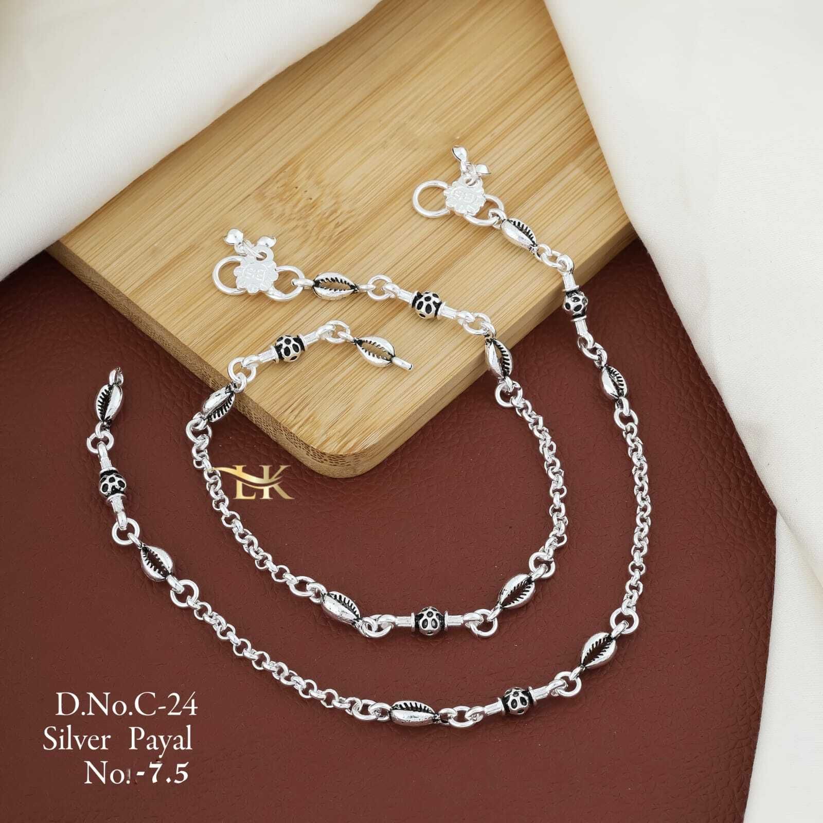hevenq 11-Inch Trendy Designer Chandi Payal for gift to Women & Girls Alloy, Silver Anklet-picture-9