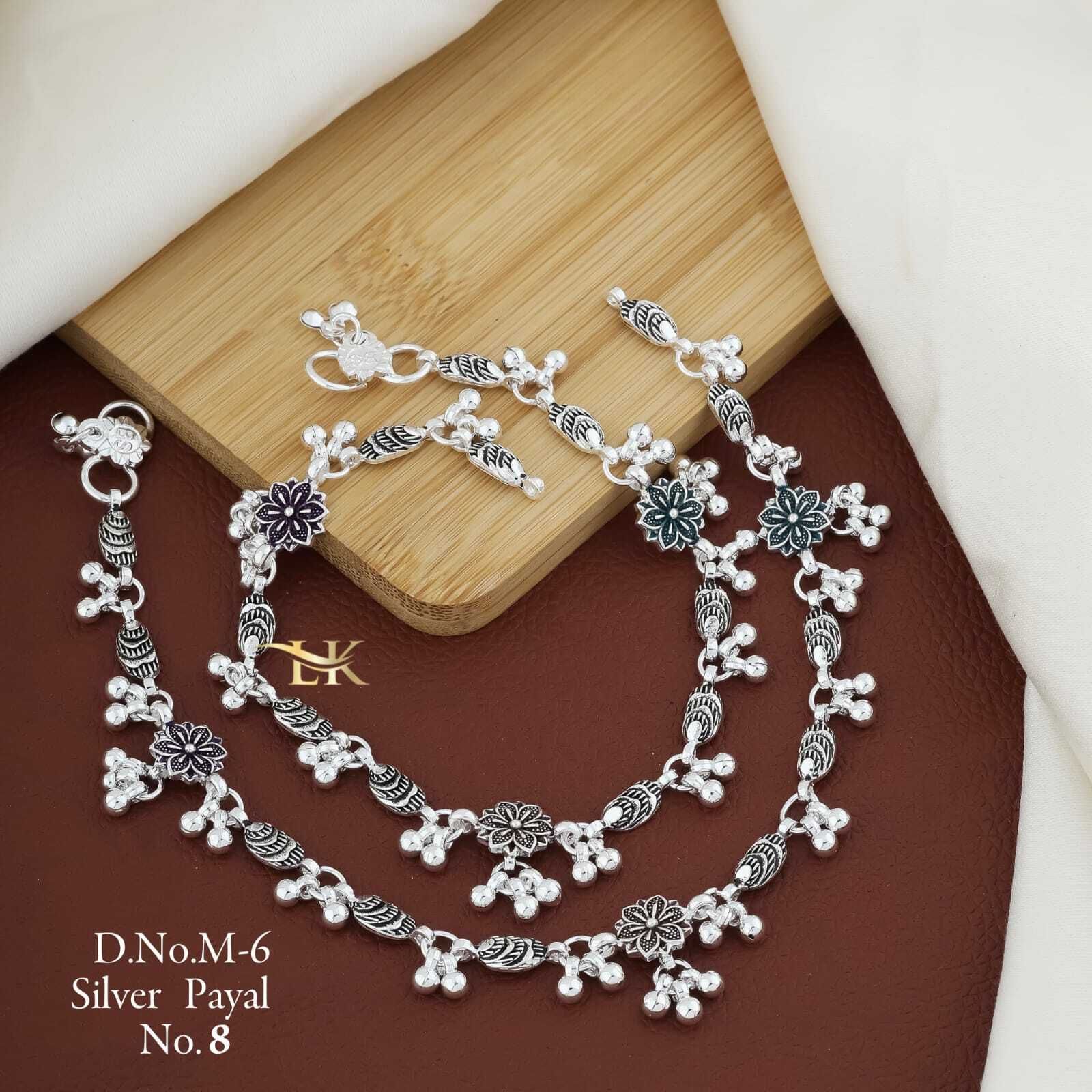 hevenq 11-Inch Trendy Designer Chandi Payal for gift to Women & Girls Alloy, Silver Anklet-picture-15