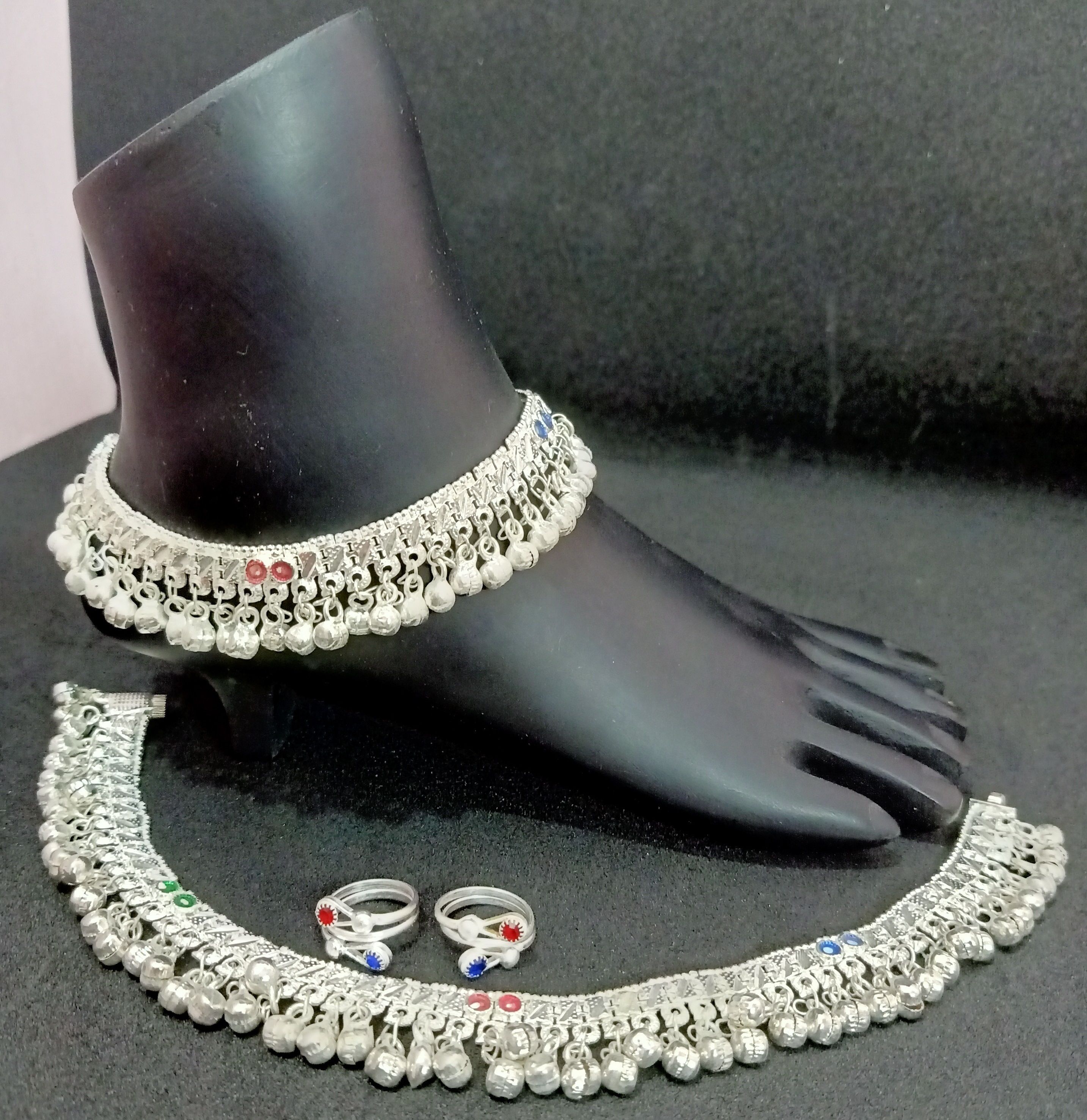 sonu select Heavy bridal trendy design silver plated screw Payal pajeb Alloy Anklet-picture-24