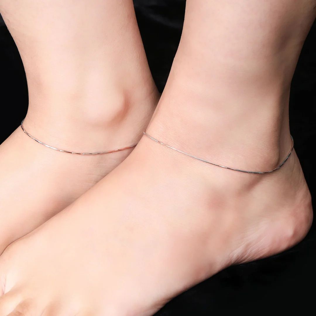 Luminous Snake Chain Dual Tone Sterling Silver Anklet-image-38