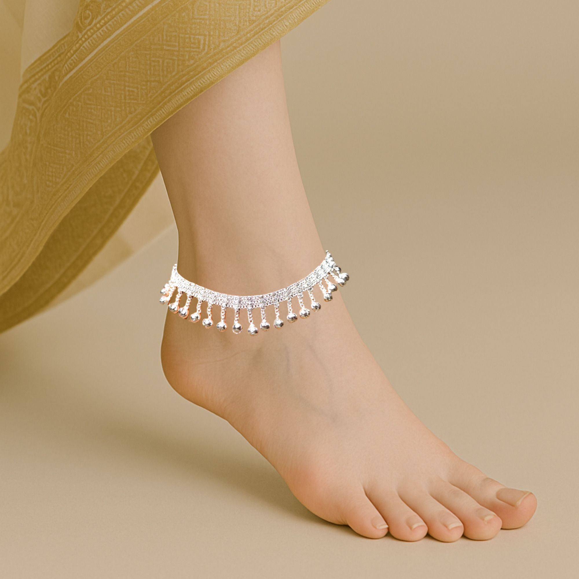 uvx fashion & tech Pair of 1 Silver Plated Sterling silver anklet Payal in trendy design Sterling Silver Anklet-picture-10