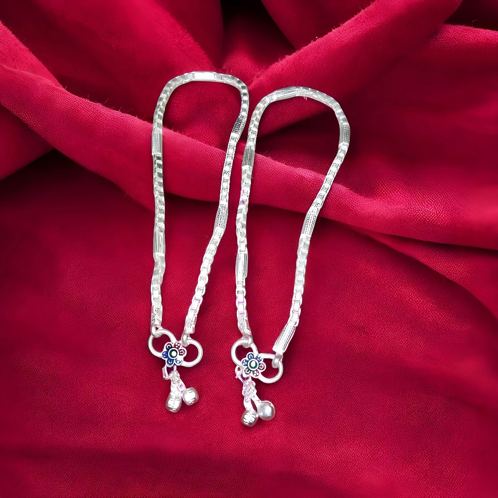 bhomya Traditional high-quality gota Chandi payal anklets payal pajeb for women's Sterling Silver Anklet-picture-27