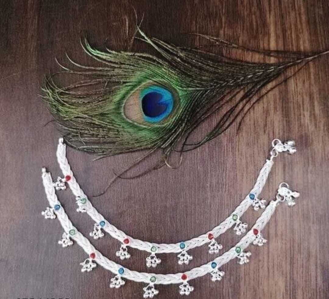 Fancy Chotli Pyal with multicolor beads Copper, Brass Anklet-image-14