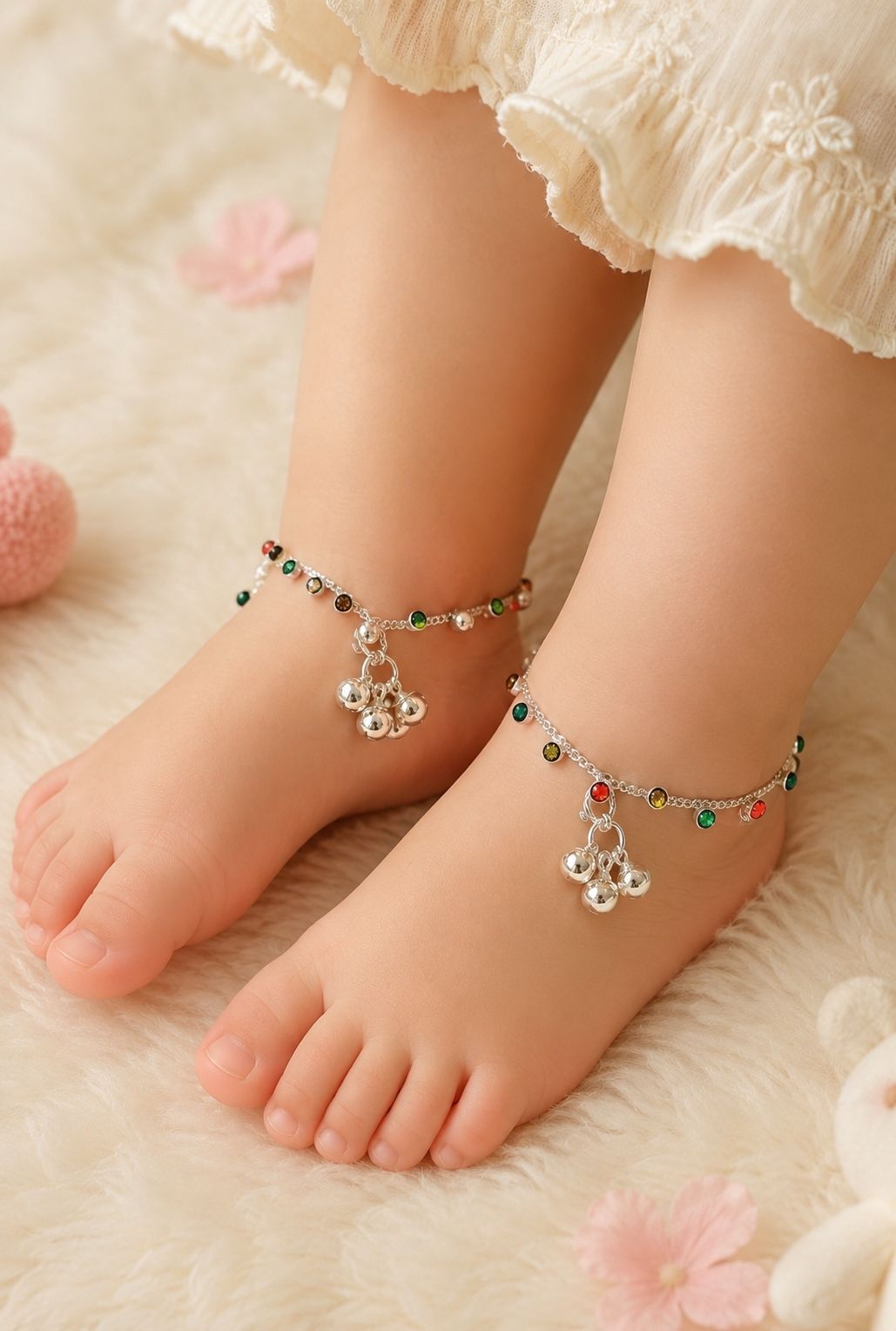 yuvaan crystal silver anklet for small kids girls 6 Sterling Silver Anklet-picture-11
