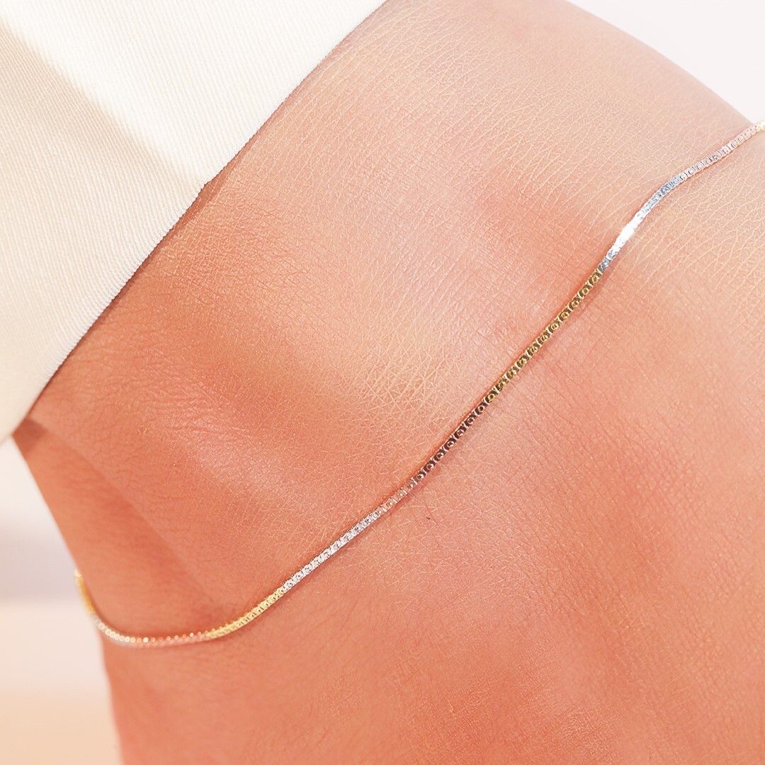 Minimal Triple Toned 925 Silver Anklet Single | With Certificate of Authenticity Sterling Silver Anklet-image-37