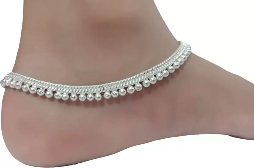 Beautiful Silver Plated Bridal Payal For Women One Pair Alloy Anklet Alloy Anklet-image-14