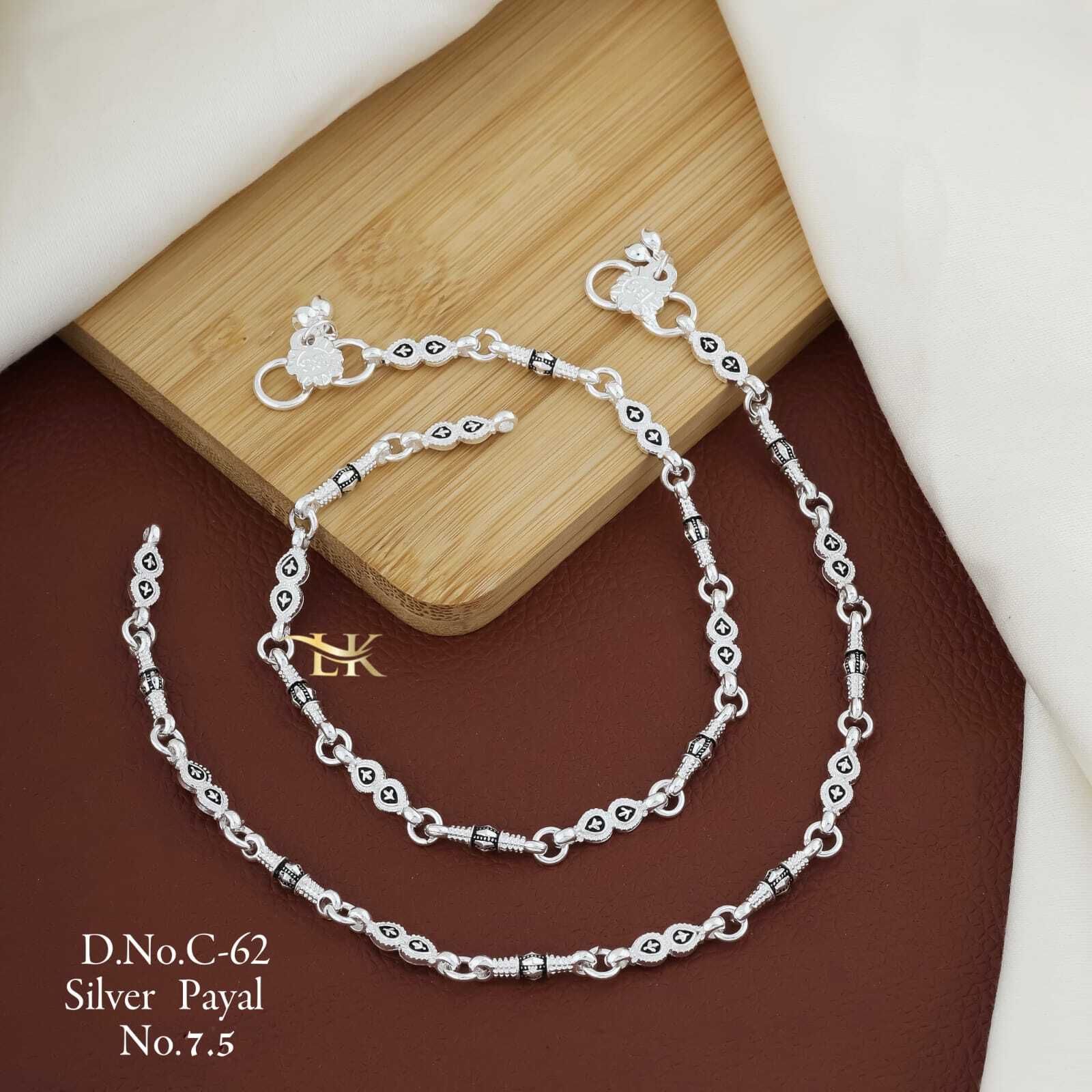 hevenq 11-Inch Trendy Designer Chandi Payal for gift to Women & Girls Alloy, Silver Anklet-picture-0
