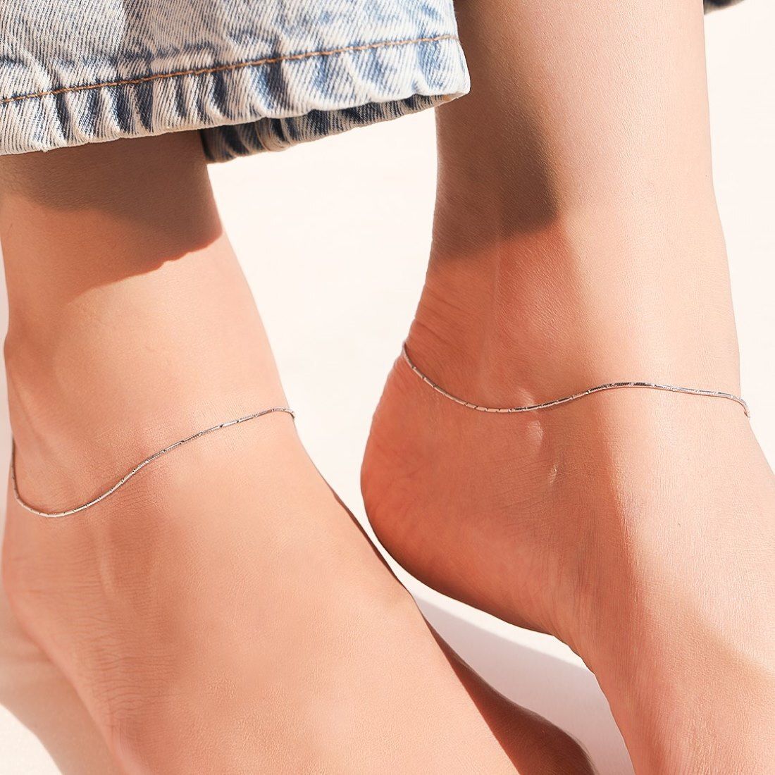 zavya Sleek Minimal Chain 925 Silver Anklet PAIR | With Certificate of Authenticity Sterling Silver Anklet-picture-49