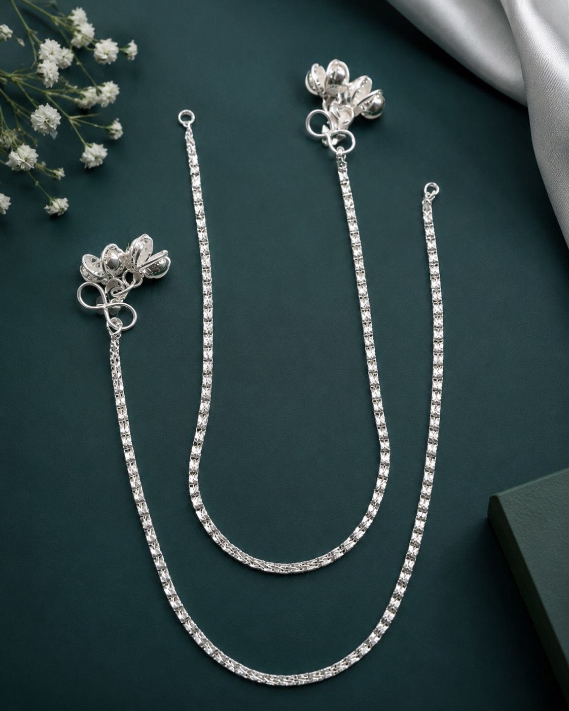 yuvaan crystal simple anklet for girls 3 Sterling Silver Anklet-picture-37