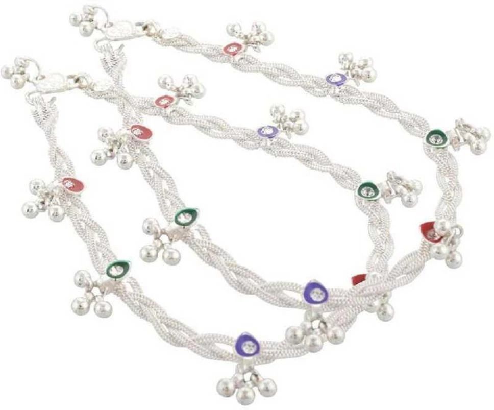 rivutrendz Traditional Ethnic Fancy Foot Jewelry Silver Plated White Metal Alloy Ghungru Alloy Anklet-picture-16
