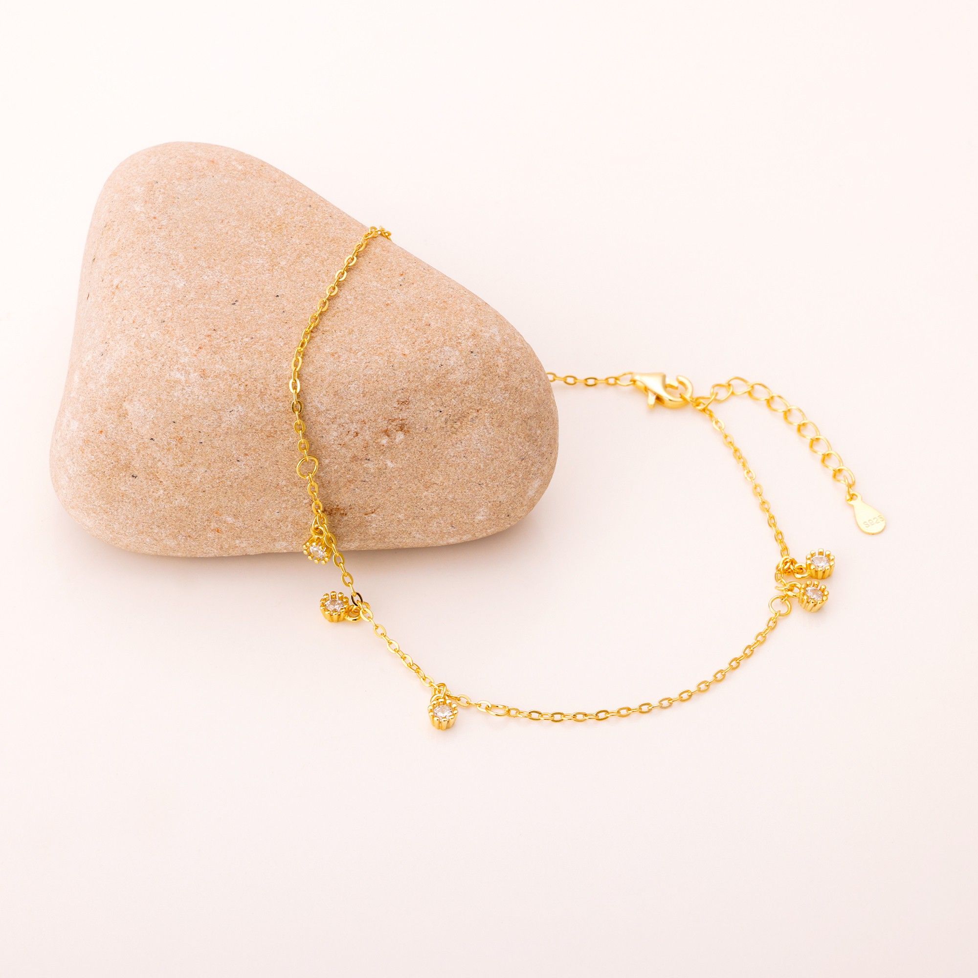 Sterling Silver Golden Captivating Anklet for Womens and Girls Sterling Silver Anklet-image-18