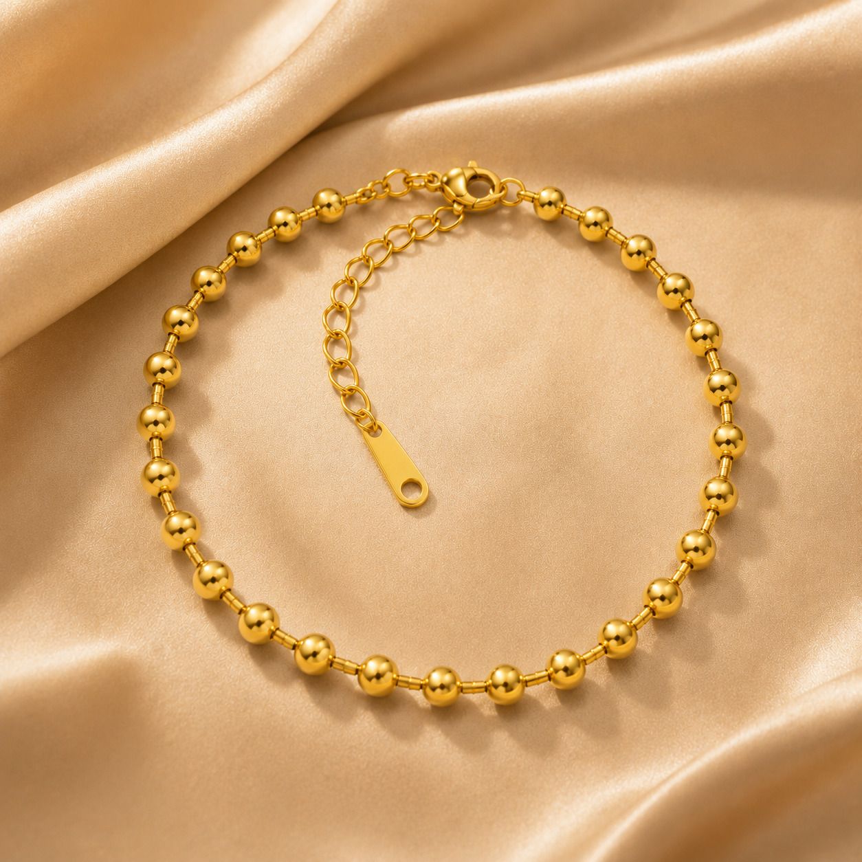 vistara aura 18K Gold-Plated Minimalist Bead Anklet for Women & Girls Stainless Steel Anklet-picture-31