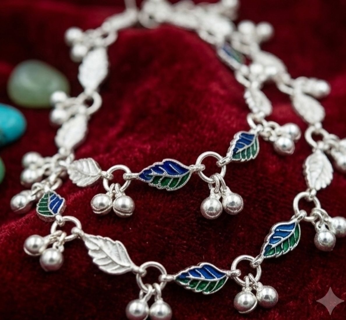 sachin Fashion Leaf Design Anklet Silver Anklet-picture-40