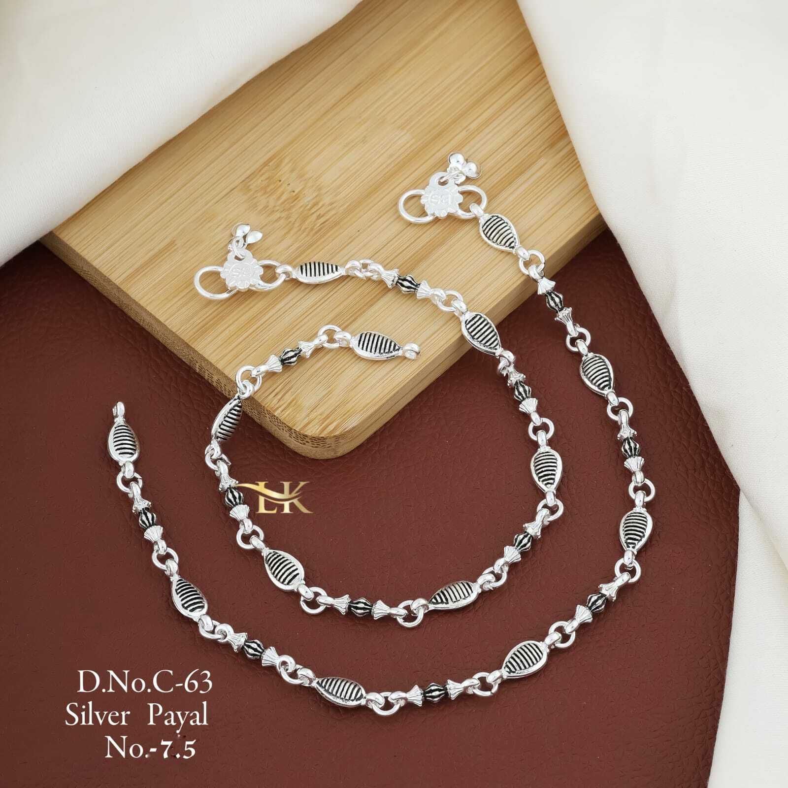 hevenq 11-Inch Trendy Designer Chandi Payal for gift to Women & Girls Alloy, Silver Anklet-picture-10