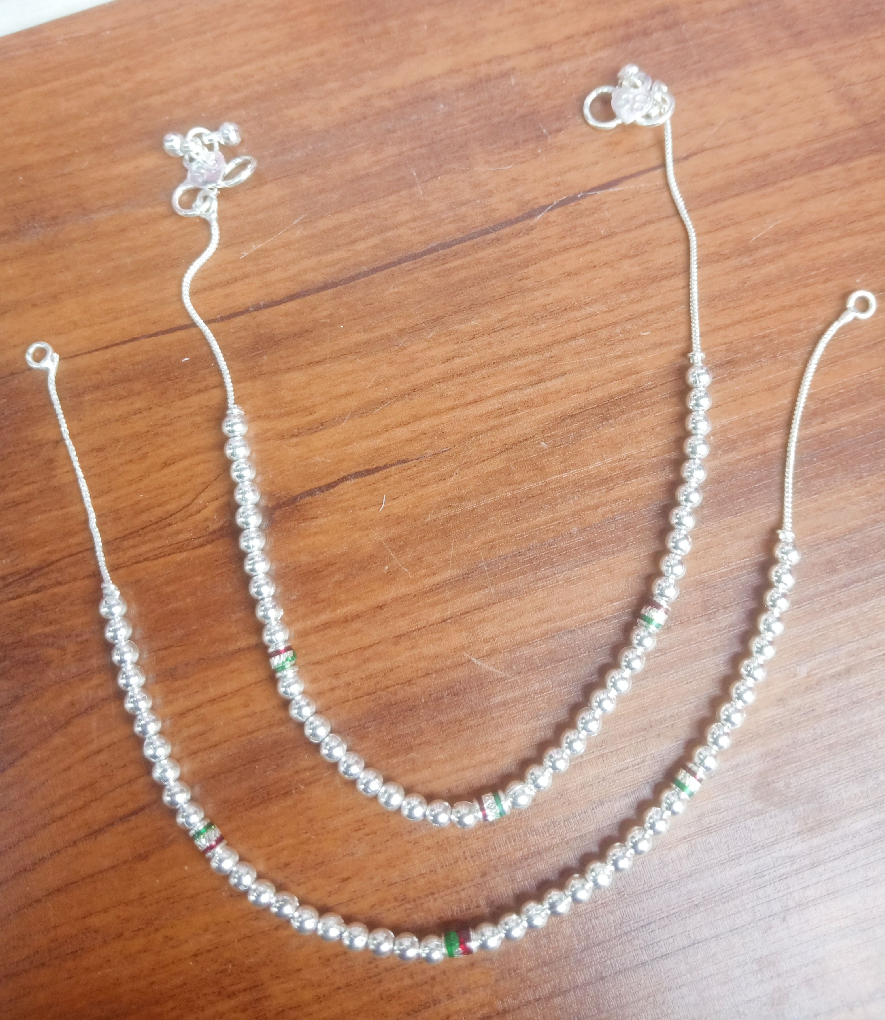 yuvaan 467 anklet for girls & women. Delhi white Moti in middle chakri Silver Anklet-picture-28