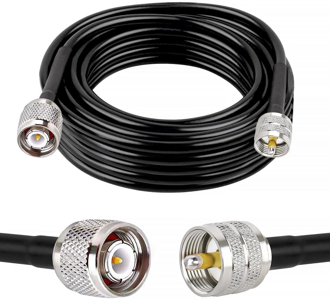 Netboon 15 Meters HLF400 RF Coaxial Cable With TNC Male to PL-259 UHF Male Connector For Antenna Amplifier