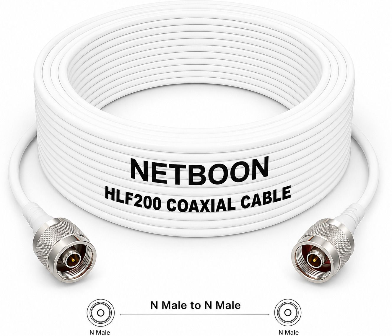 Netboon 10 Meters HLF200 Low Loss RF Coaxial Cable with N Male to N Male Connectors For Antenna Amplifier-image-23