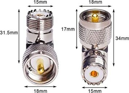 Netboon UHF male to UHF female Right Angled Adapter for Antenna Amplifier